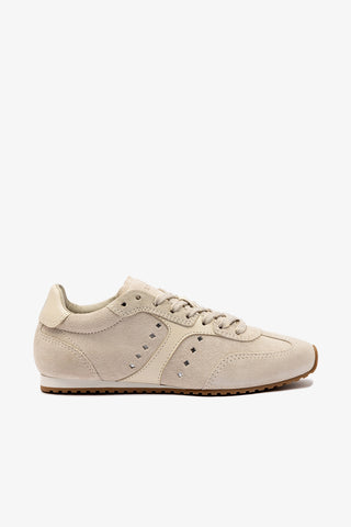 Stella Sneaker In Mushroom Grey Suede and Ivory Leather