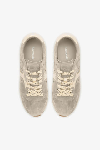 Stella Sneaker In Mushroom Grey Suede and Ivory Leather