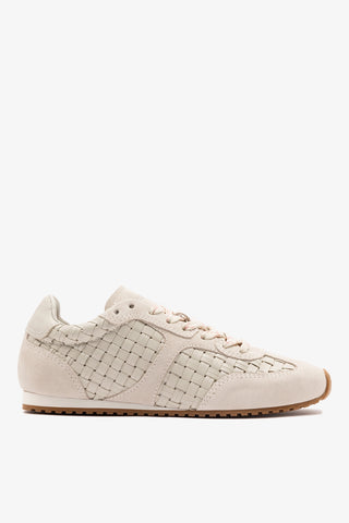 Stella Macrame Sneaker In Mushroom Grey Leather and Suede