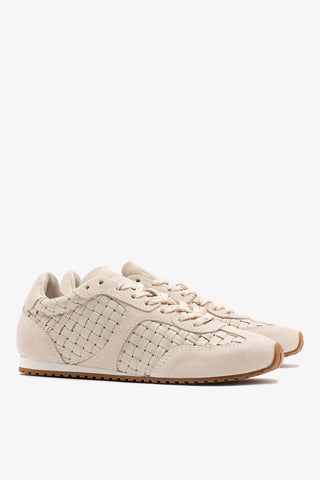 Stella Macrame Sneaker In Mushroom Grey Leather and Suede