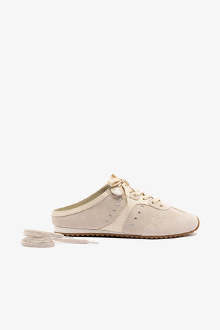 Stella Mule In Mushroom Grey Suede and Ivory Leather
