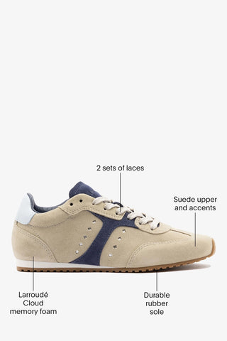 Stella Sneaker Oyster Gray Suede Sneaker Larroudé