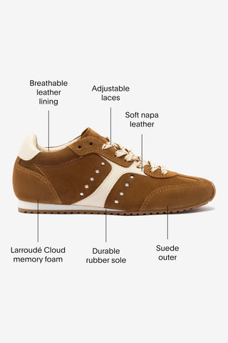 Stella Sneaker In Russet Suede and Ivory Leather