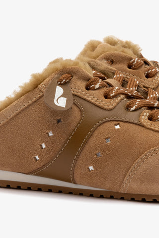 Stella Mule In Peanut Suede And Natural Shearling