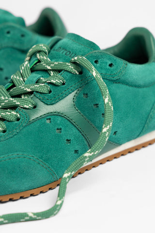 Stella Sneaker Pitti Green Suede and Leather Sneaker Larroudé