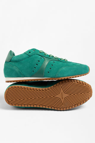Stella Sneaker Pitti Green Suede and Leather Sneaker Larroudé