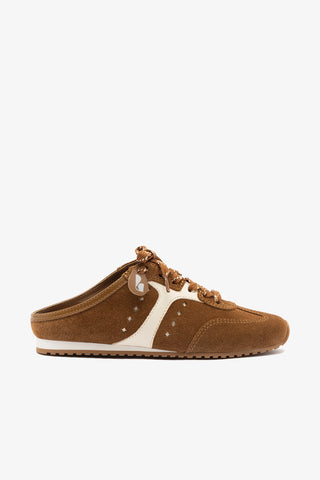 Stella Mule In Russet Suede and Ivory Leather