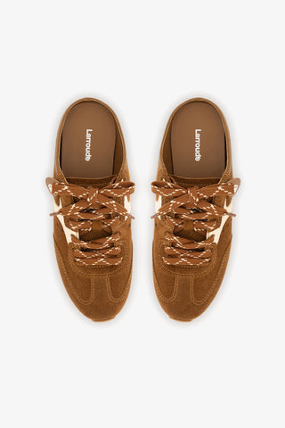 Stella Mule In Russet Suede and Ivory Leather