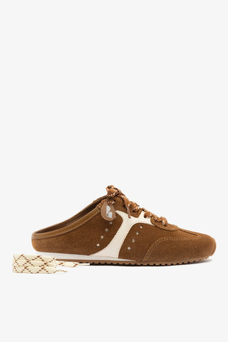 Stella Mule In Russet Suede and Ivory Leather