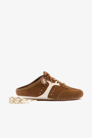 Stella Mule In Russet Suede and Ivory Leather