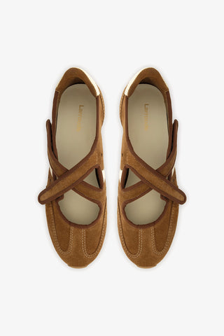 Stella Ballerina Flat In Russet Suede and Ivory Leather