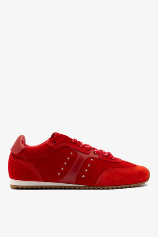 Stella Sneaker In Scarlet Suede and Blood Red Leather