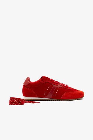 Stella Sneaker In Scarlet Suede and Blood Red Leather