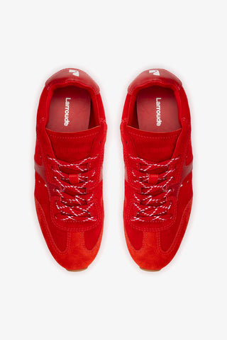 Stella Sneaker In Scarlet Suede and Blood Red Leather Sneaker Larroudé