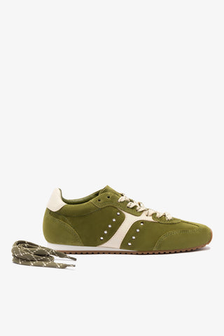 Stella Sneaker In Seaweed Suede and Ivory Leather