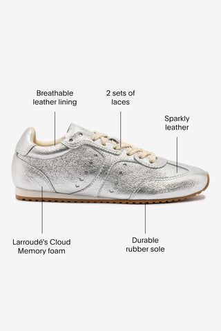 Stella Sneaker In Silver Metallic Leather