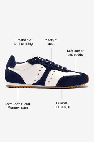 Stella Sneaker In White Leather and Indigo Suede