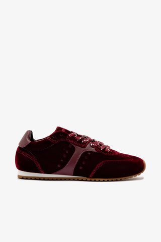 Stella Sneaker In Wine Velvet
