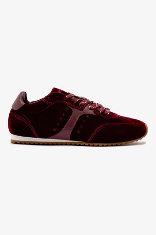 Stella Sneaker In Wine Velvet