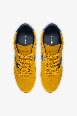 Stella Sneaker In Yellow Suede and Navy Leather