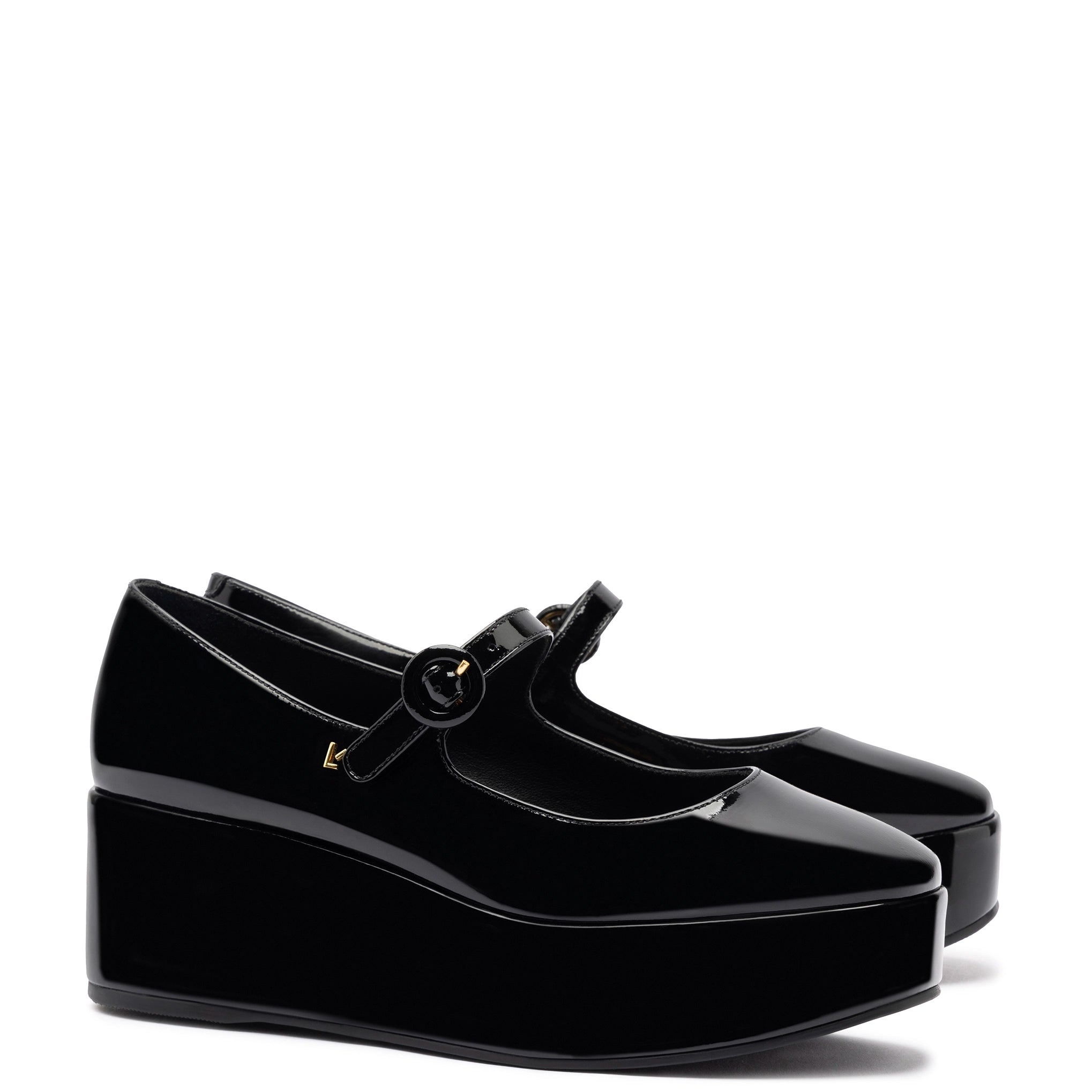 Black patent flatforms on sale