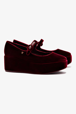 Blair Flatform In Wine Velvet