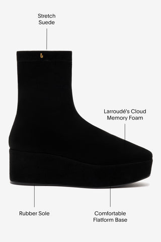 Dani Flatform Boot In Black Suede