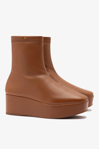 Dani New Flatform Boot In Caramel Leather