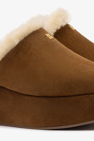 Dani Flatform Mule In Russet Suede