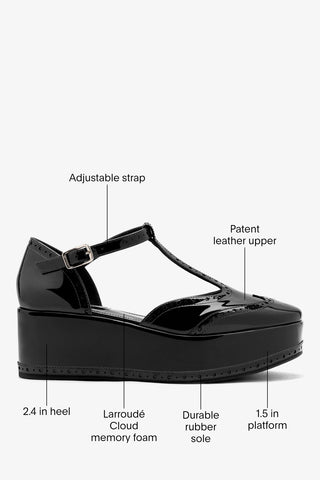 Luna Flatform Sandal Black Patent Leather