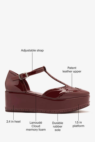 Luna Flatform Sandal Burgundy Patent Leather