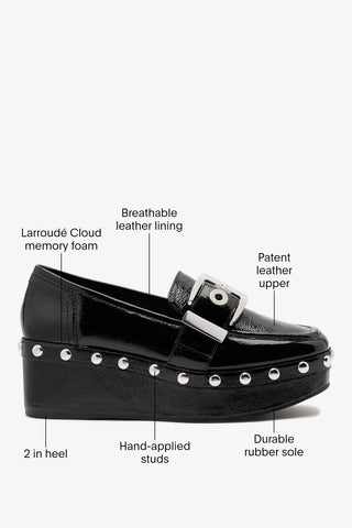 Stewart Flatform Loafer Black Patent Leather Flatform Larroudé