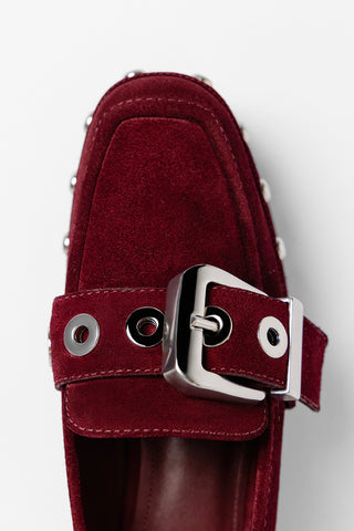 Stewart Flatform Loafer Burgundy Suede Flatform Larroudé