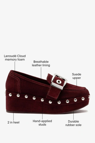 Stewart Flatform Loafer Burgundy Suede Flatform Larroudé