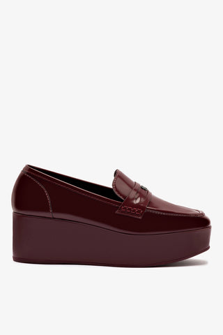 Suki Flatform Loafer In Burgundy Box Leather