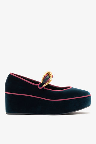 Verona Flatform Deepsea Velvet Flatform Larroude