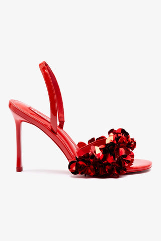 Morgan Sandal In Scarlet Patent Leather