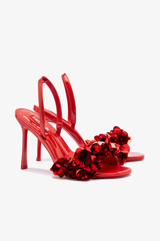 Morgan Sandal In Scarlet Patent Leather