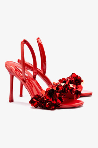 Morgan Sandal In Scarlet Patent Leather