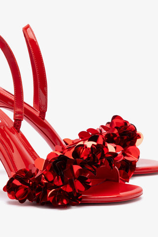 Morgan Sandal In Scarlet Patent Leather
