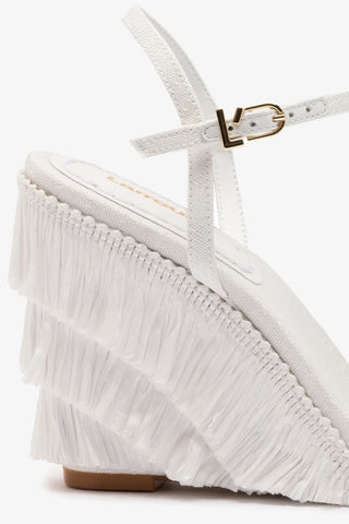 Yves Fringe Wedge In White Raffia