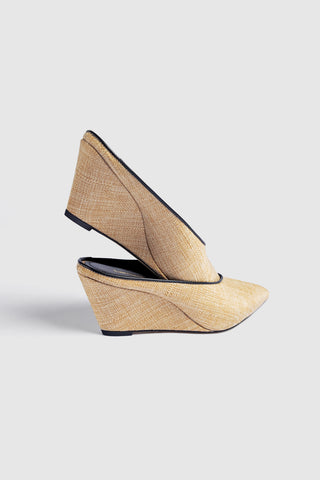 Loulou Mule Beige Raffia Womens - Shoes - Mules Larroudé