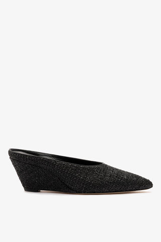 Loulou Mule Black Raffia Pump Larroude