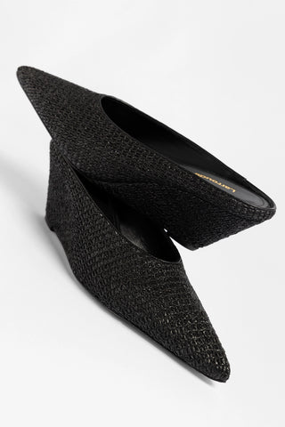 Loulou Mule Black Raffia Pump Larroude