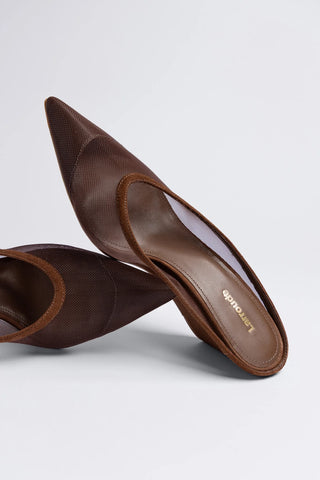 Loulou Mesh Mule Burnt Umber — Larroudé