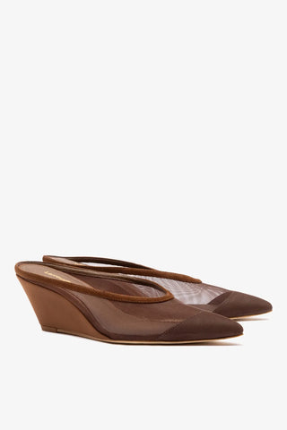 Loulou Mesh Mule Burnt Umber — Larroudé