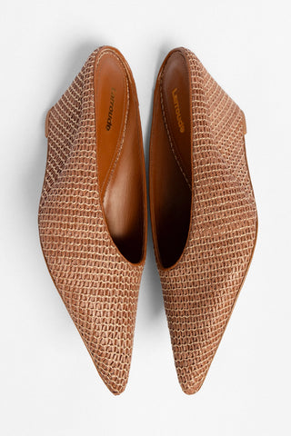 Loulou Mule Caramel Raffia Pump Larroude