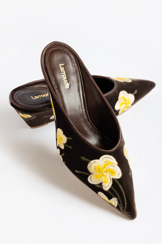 Loulou Blossom Mule Espresso Velvet