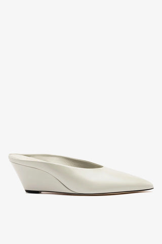 Loulou Mule Moon Gray Leather Mule Larroudé