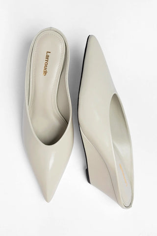 Loulou Mule Moon Gray Leather Mule Larroudé